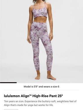 lululemon Align HR Pant 25” in Meadow Haze Pink Multi Size 14